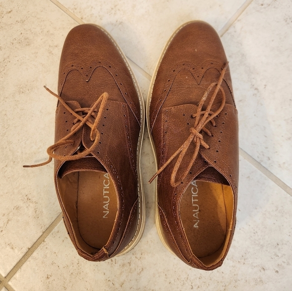 NAUTICA Mens Brown Leather LightWeight Laced Wingdeck Oxford Shoes SIZE 10‎ main image 4